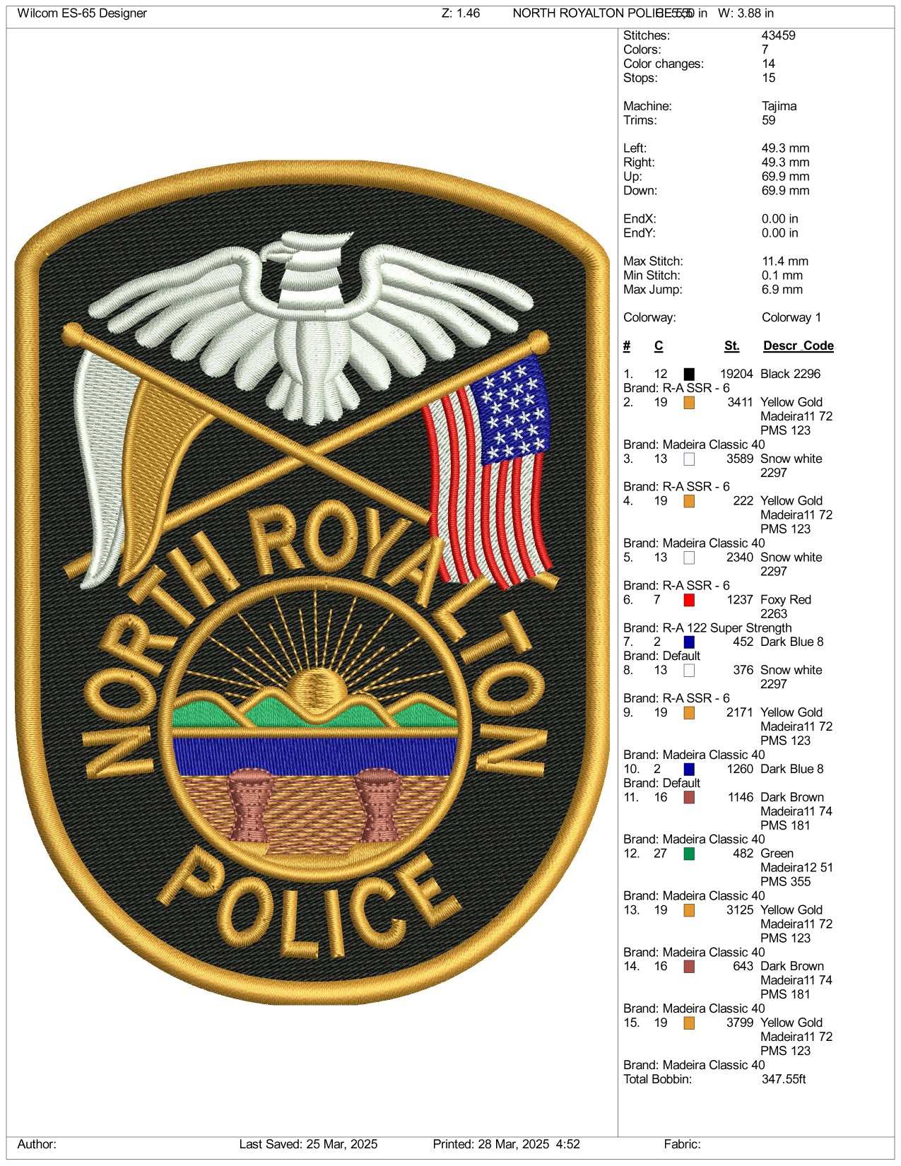 North Royalton Police Embroidery Design Files - 3 Size's