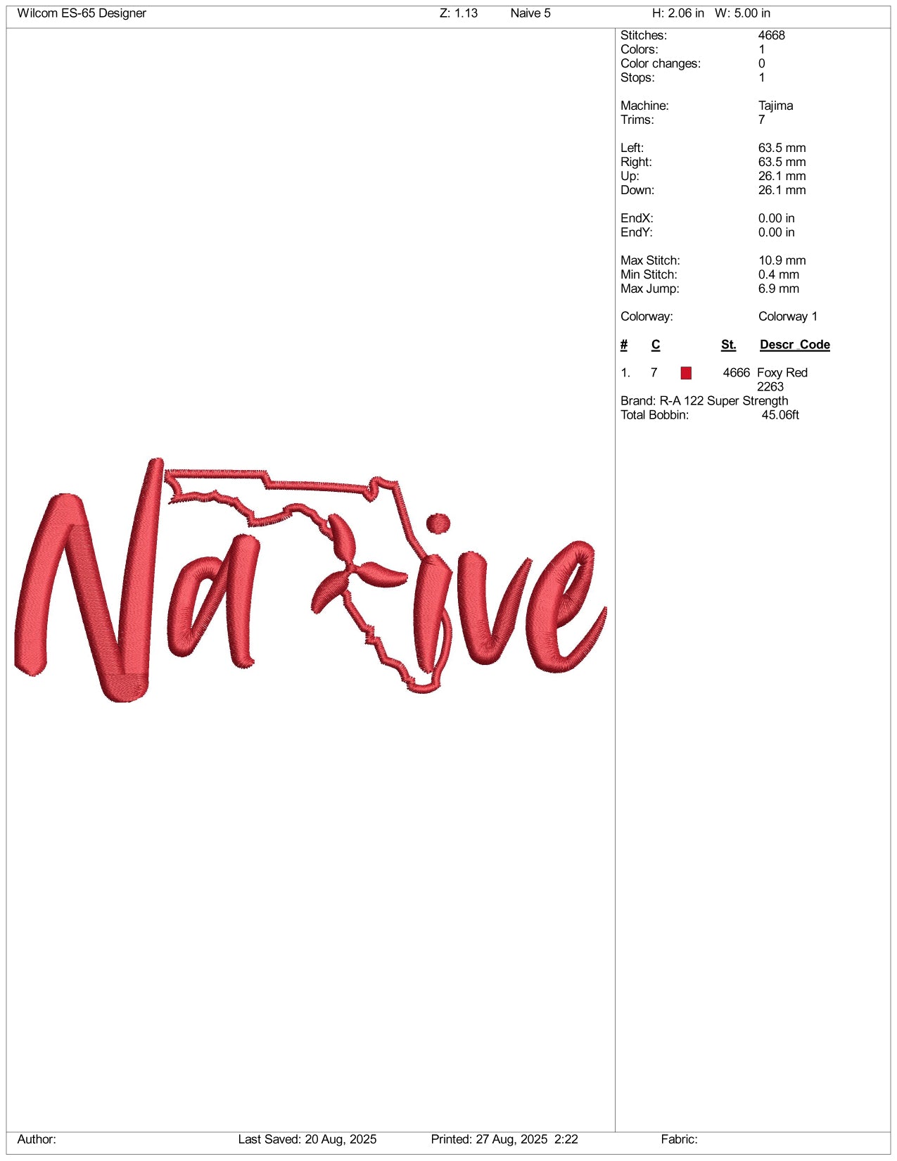 Native Embroidery Files - 3 Size's