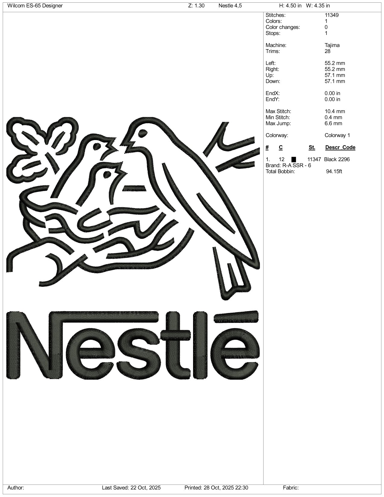 Nestle Logo Embroidery Design Files - 3 Size's