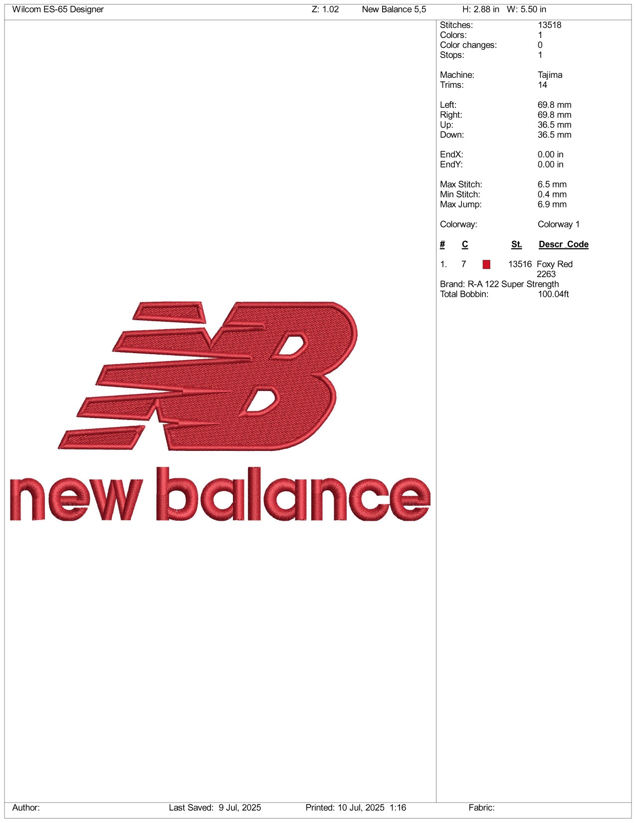 New Balance Logo Embroidery Design Files - 3 Size's