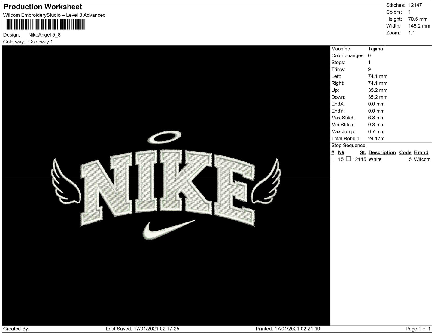 Nike Angel v11 Embroidery Design Files - 4 Size's