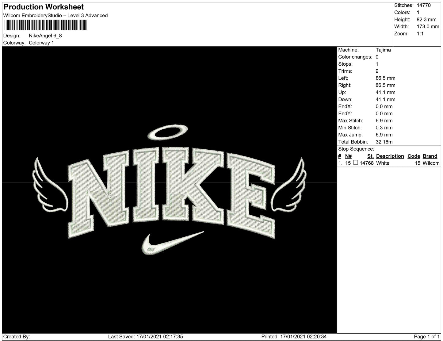 Nike Angel v11 Embroidery Design Files - 4 Size's