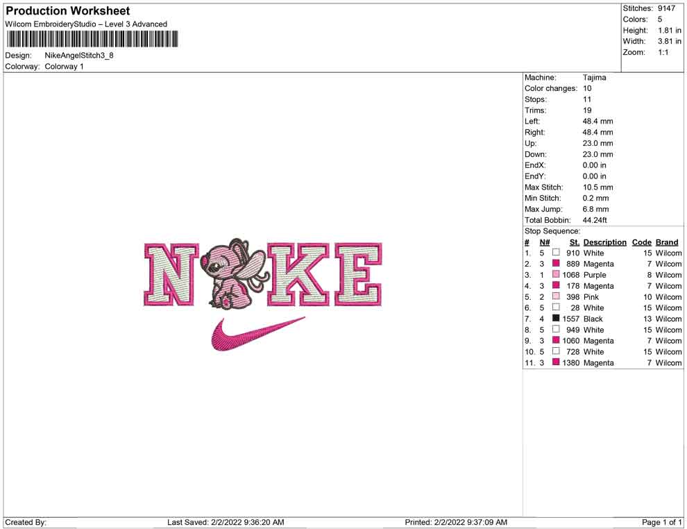 Nike Angel v3 Embroidery Design Files - 4 Size's