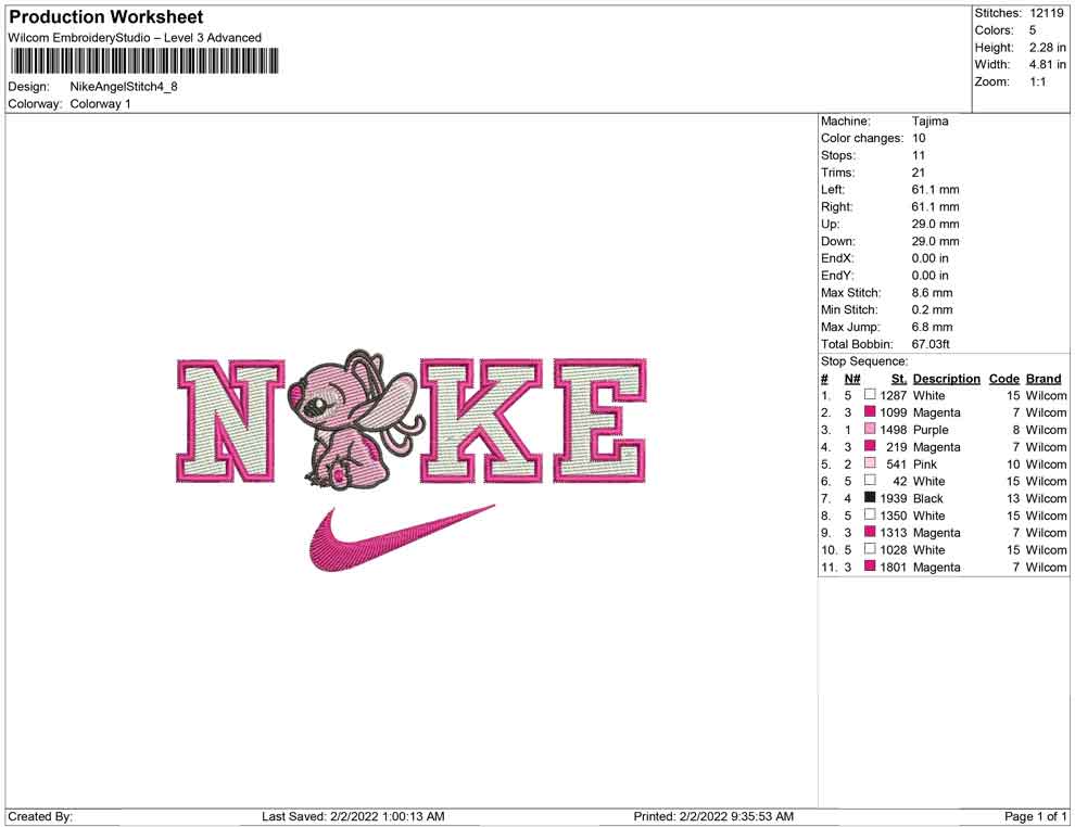 Nike Angel v3 Embroidery Design Files - 4 Size's
