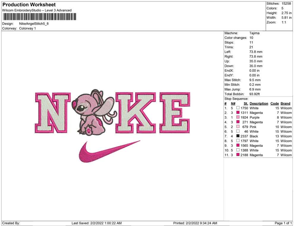 Nike Angel v3 Embroidery Design Files - 4 Size's