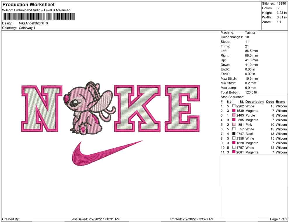 Nike Angel v3 Embroidery Design Files - 4 Size's