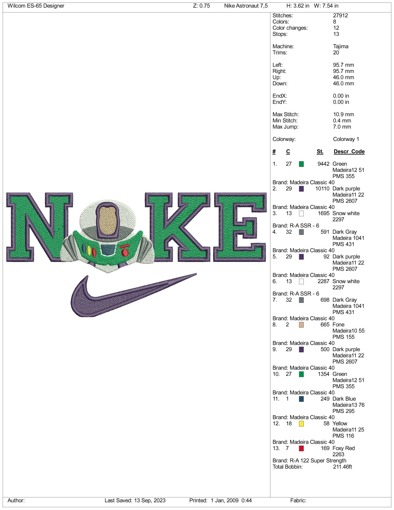 Archivos de diseño de bordado de Nike Buzz Lightyear (3 tamaños)