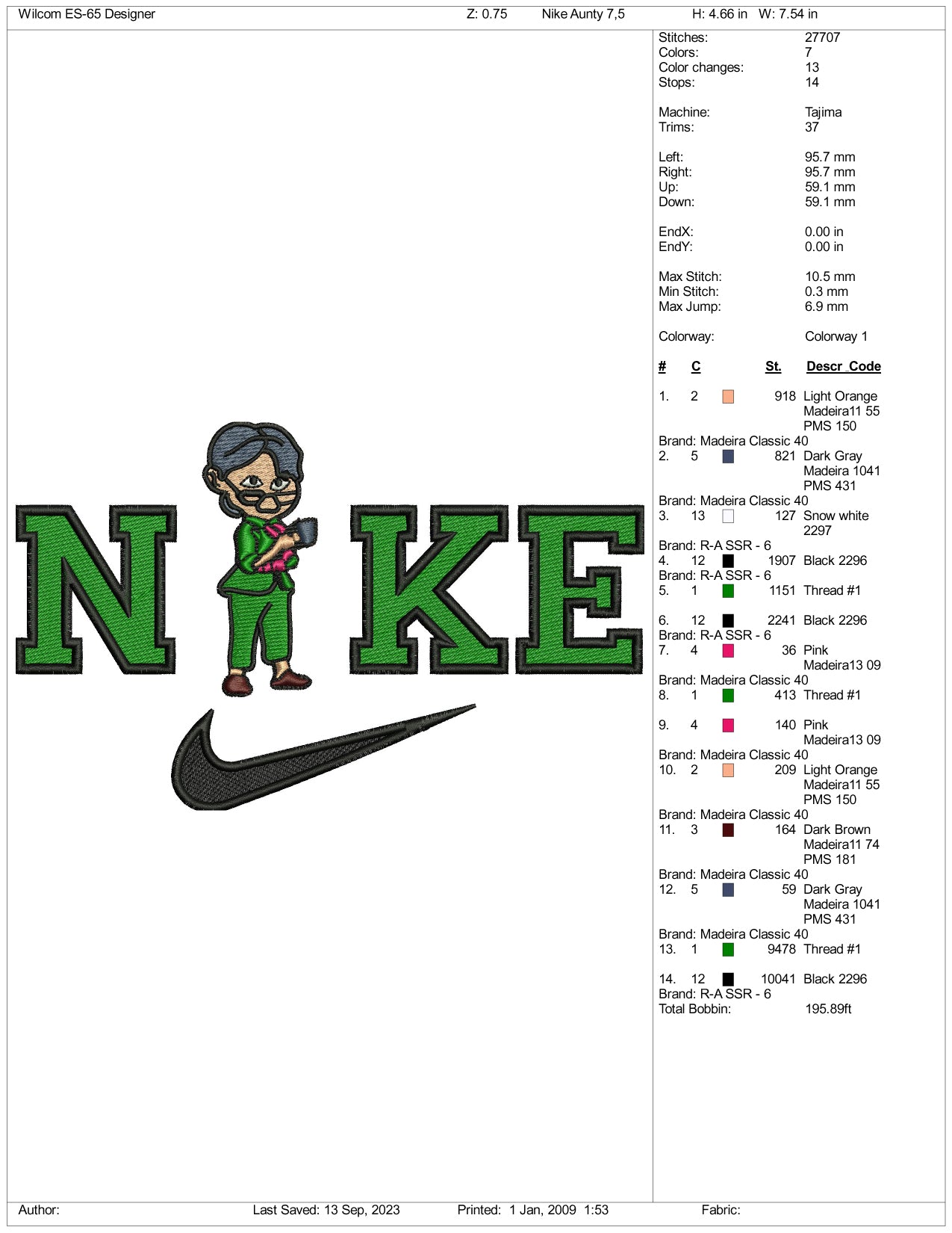 Archivos de diseño de bordado Nike Granny (3 tamaños)