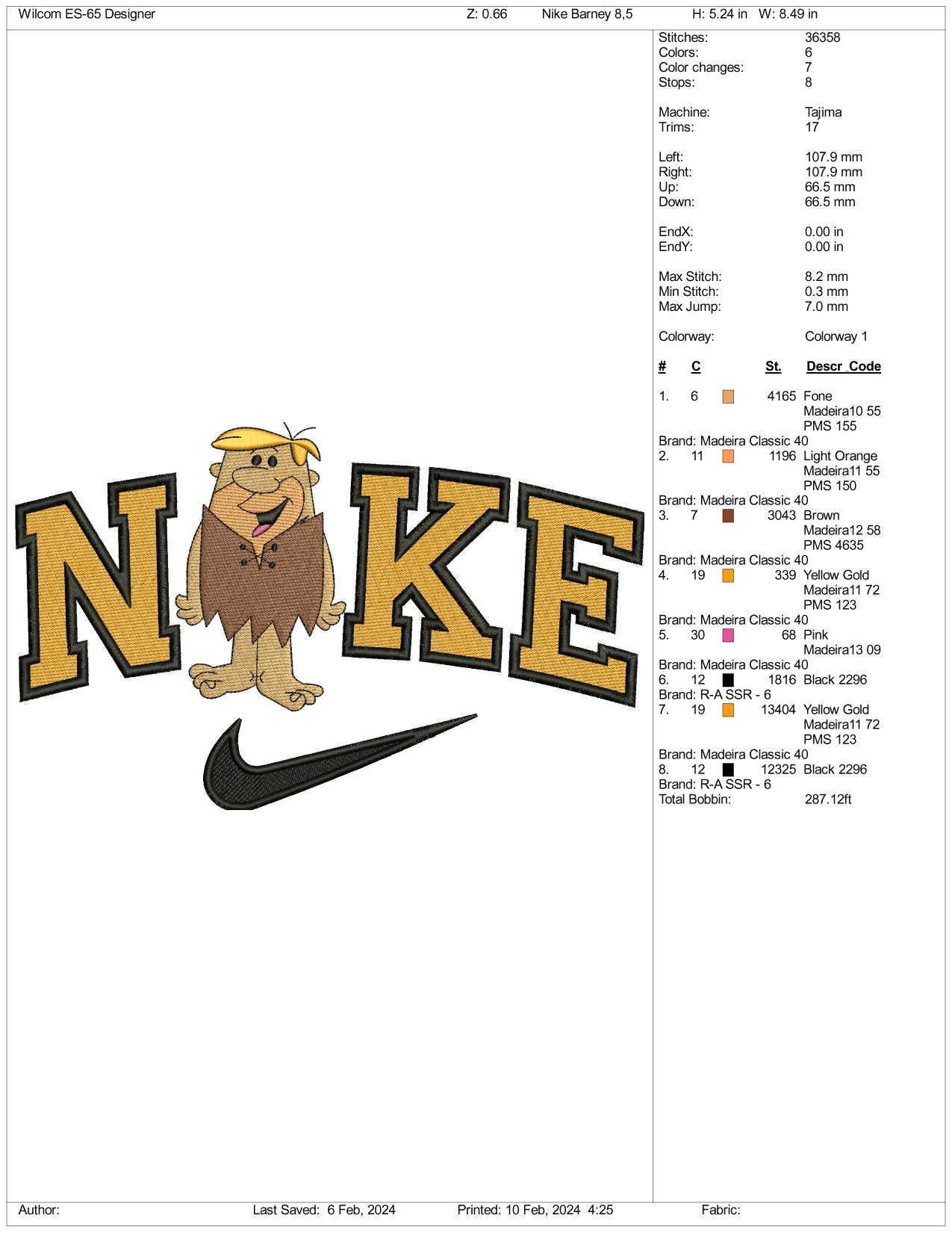 Archivos de diseño de bordado de Nike Barney Rubble (3 tamaños)