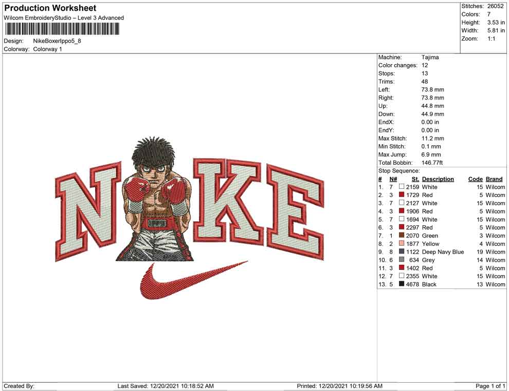 Nike Boxer Ippo Embroidery Design Files - 4 Size's