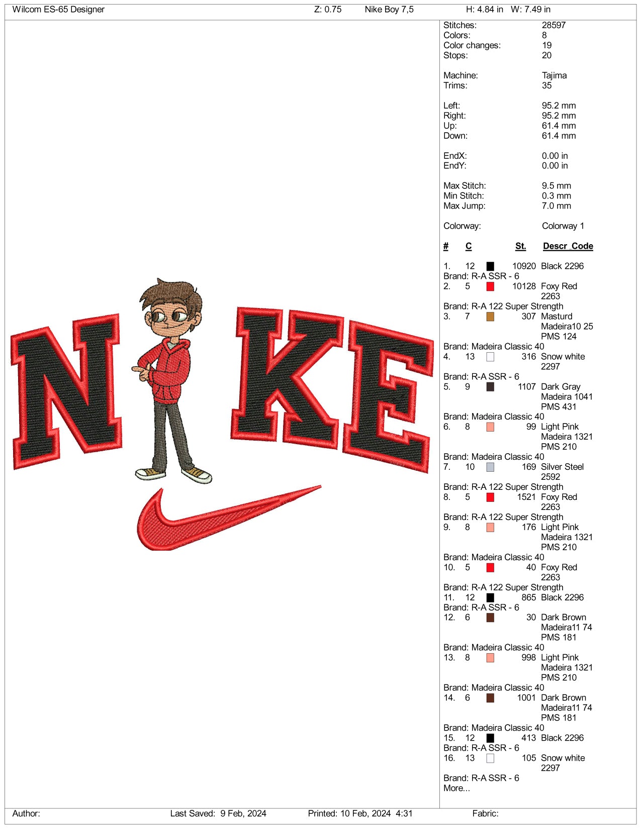 Archivos de diseño de bordado de Nike Marco Díaz - 3 tamaños