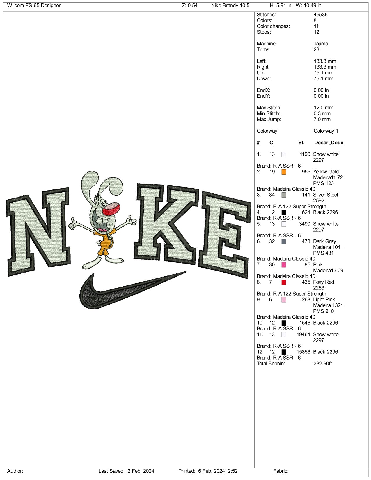 Archivos de diseño de bordado de Nike Mr Whiskers - 3 tamaños