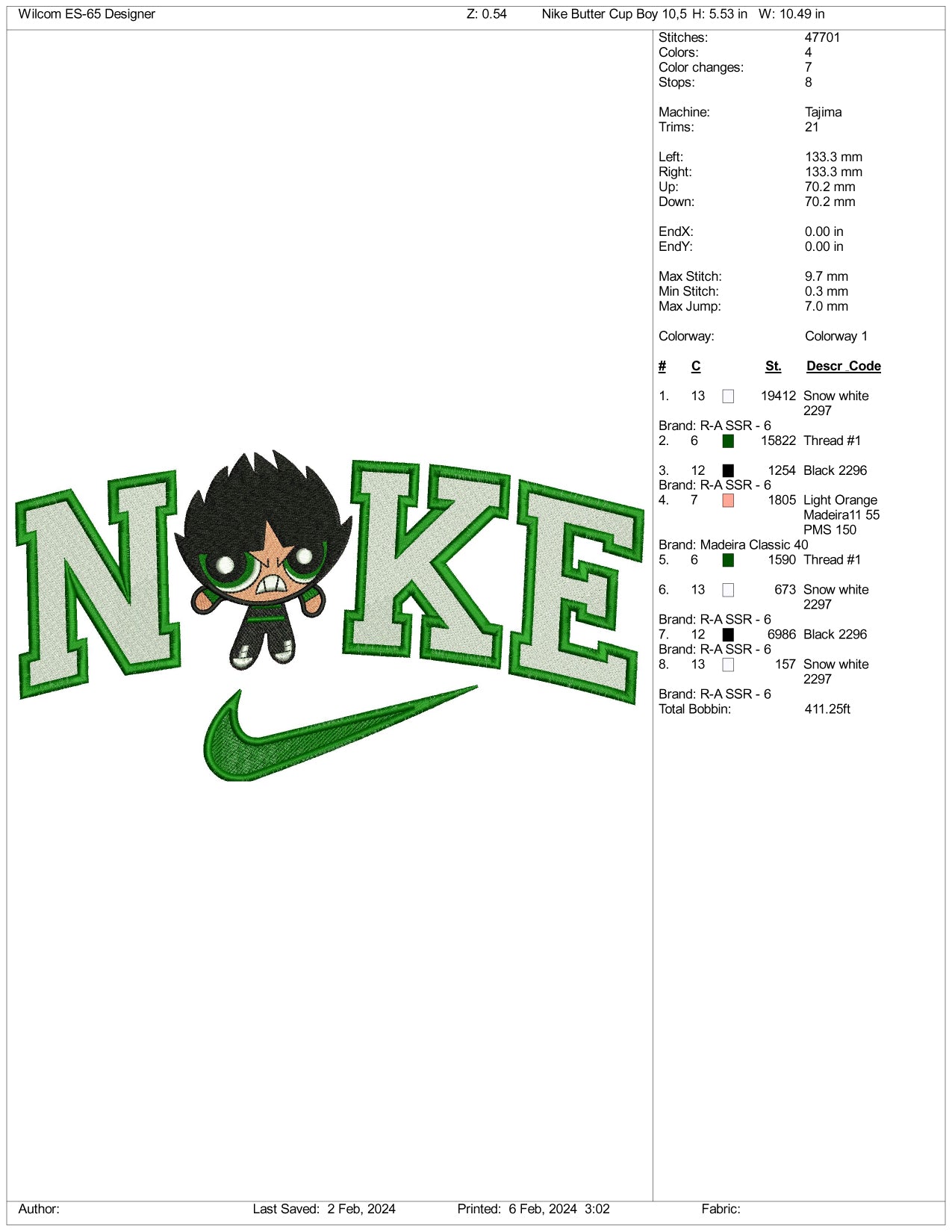 Archivos de diseño de bordado Nike Butch (3 tamaños)