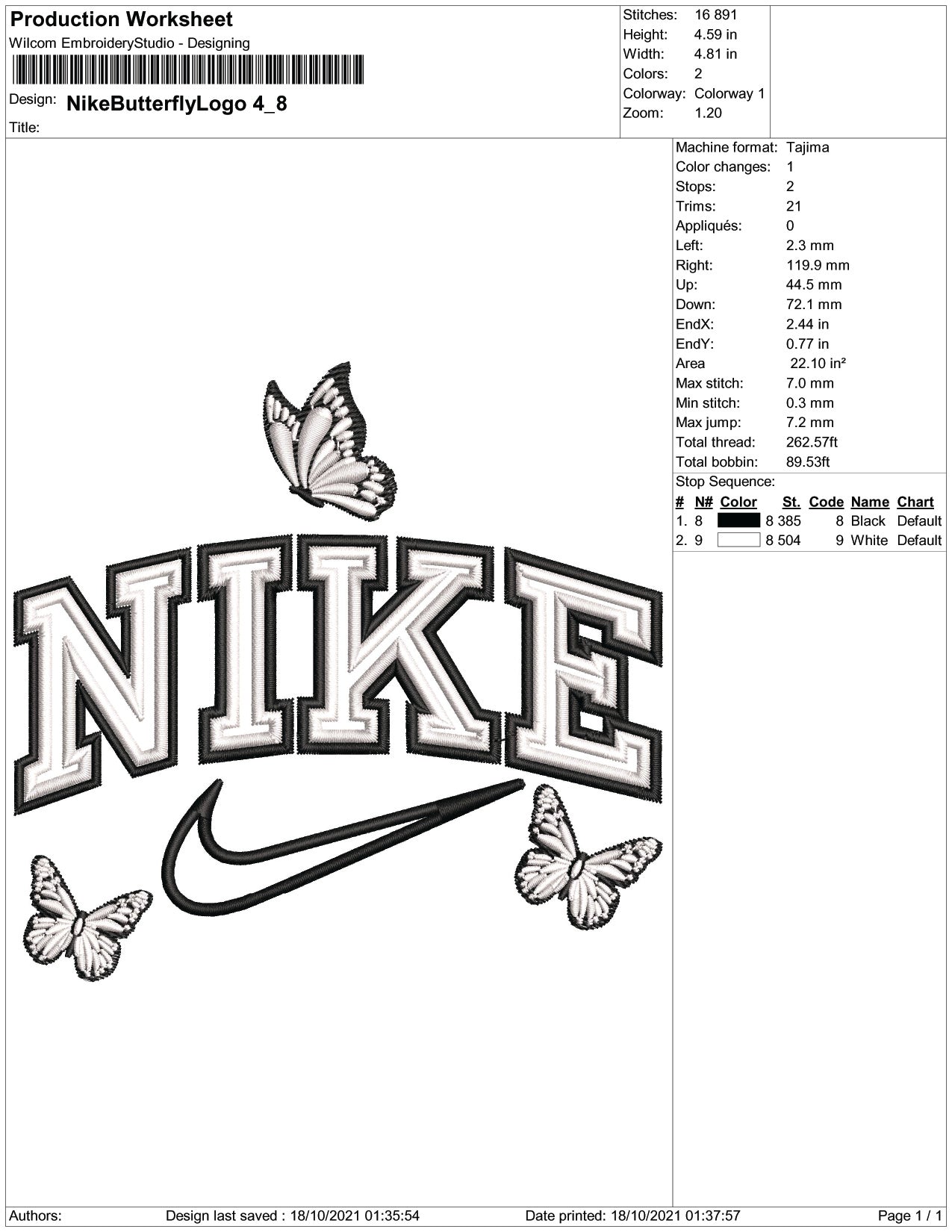 Nike Butterfly v3 Embroidery Design Files - 5 Size's