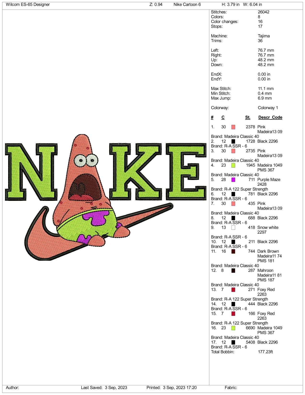 Patrick Star Embroidery Design Files - 3 Size's