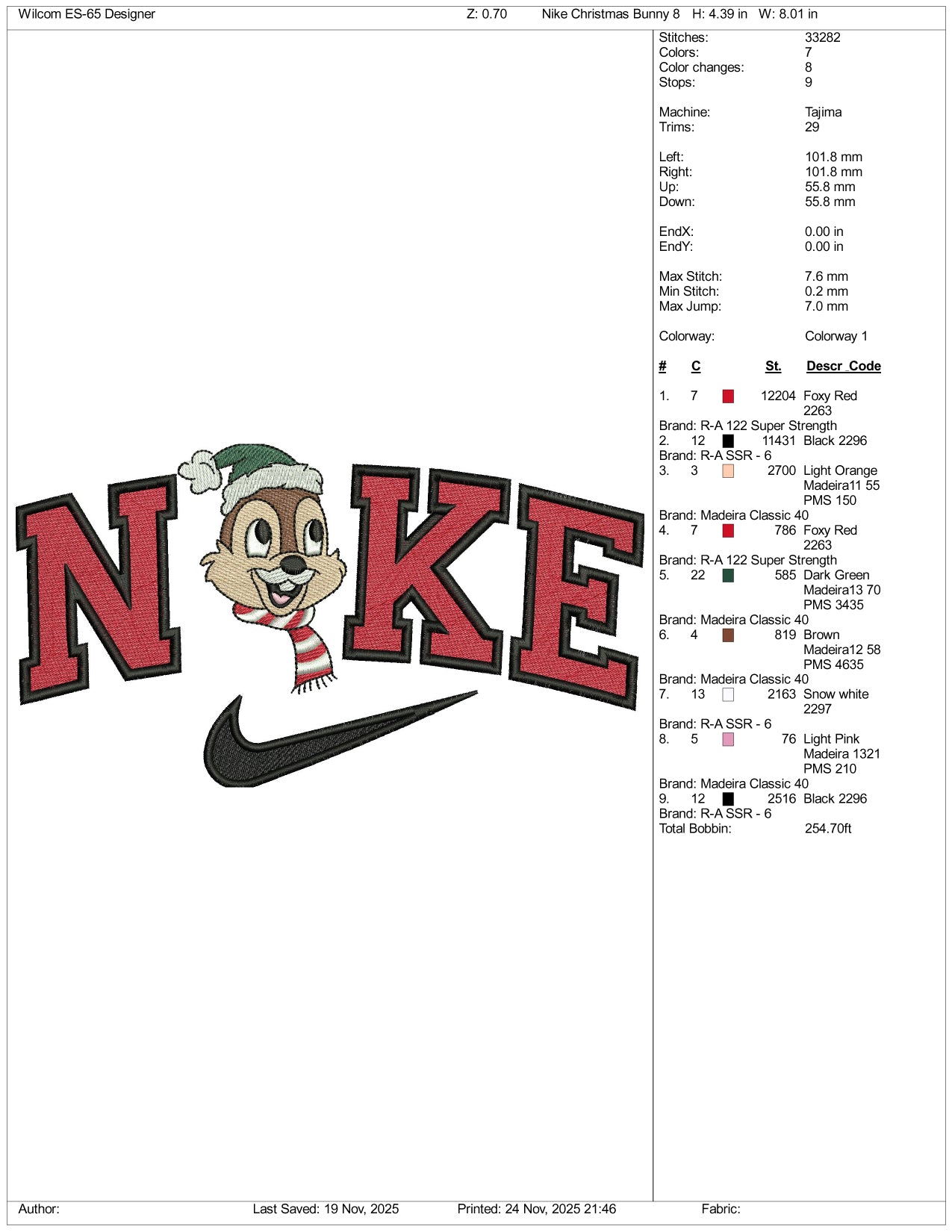 Nike Dale Embroidery Design Files - 3 Size's