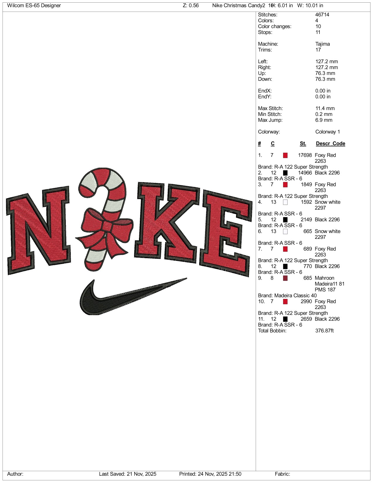 Nike Embroidery Candy v2 Embroidery Design Files - 3 Size's