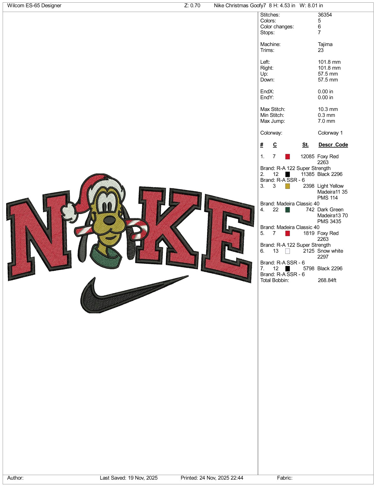 Nike Pluto v5 Embroidery Design Files - 3 Size's