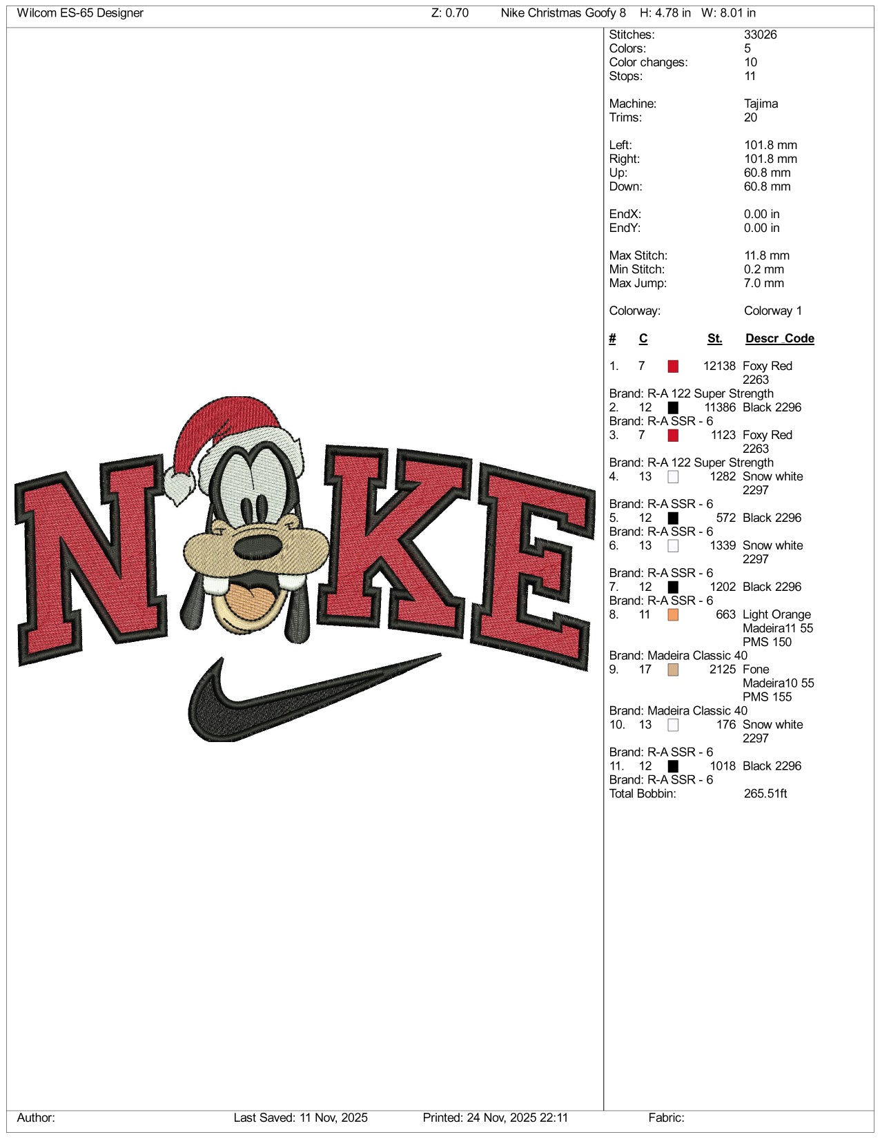 Nike Goofy v7 Embroidery Design Files - 3 Size's