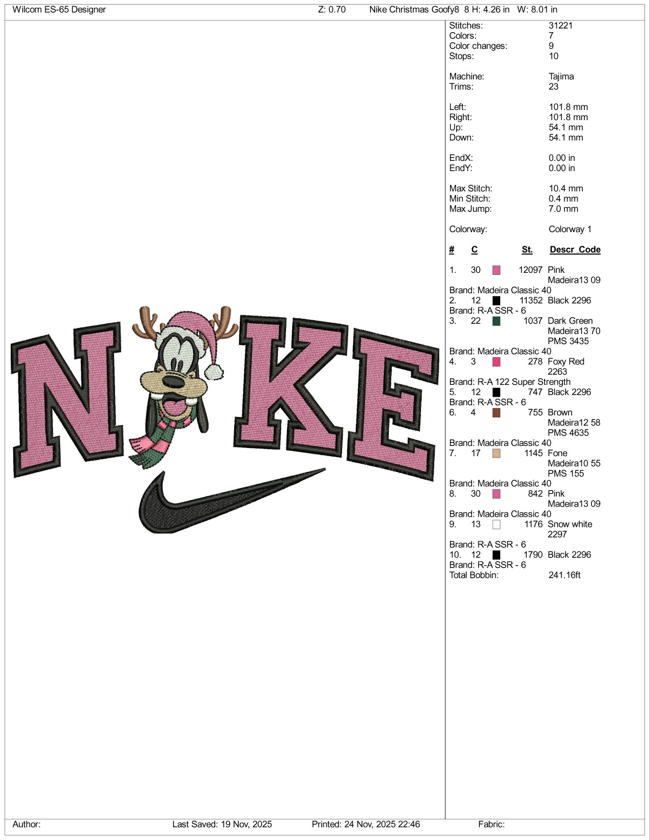 Nike Goofy v5 Duck Embroidery Design Files - 3 Size's