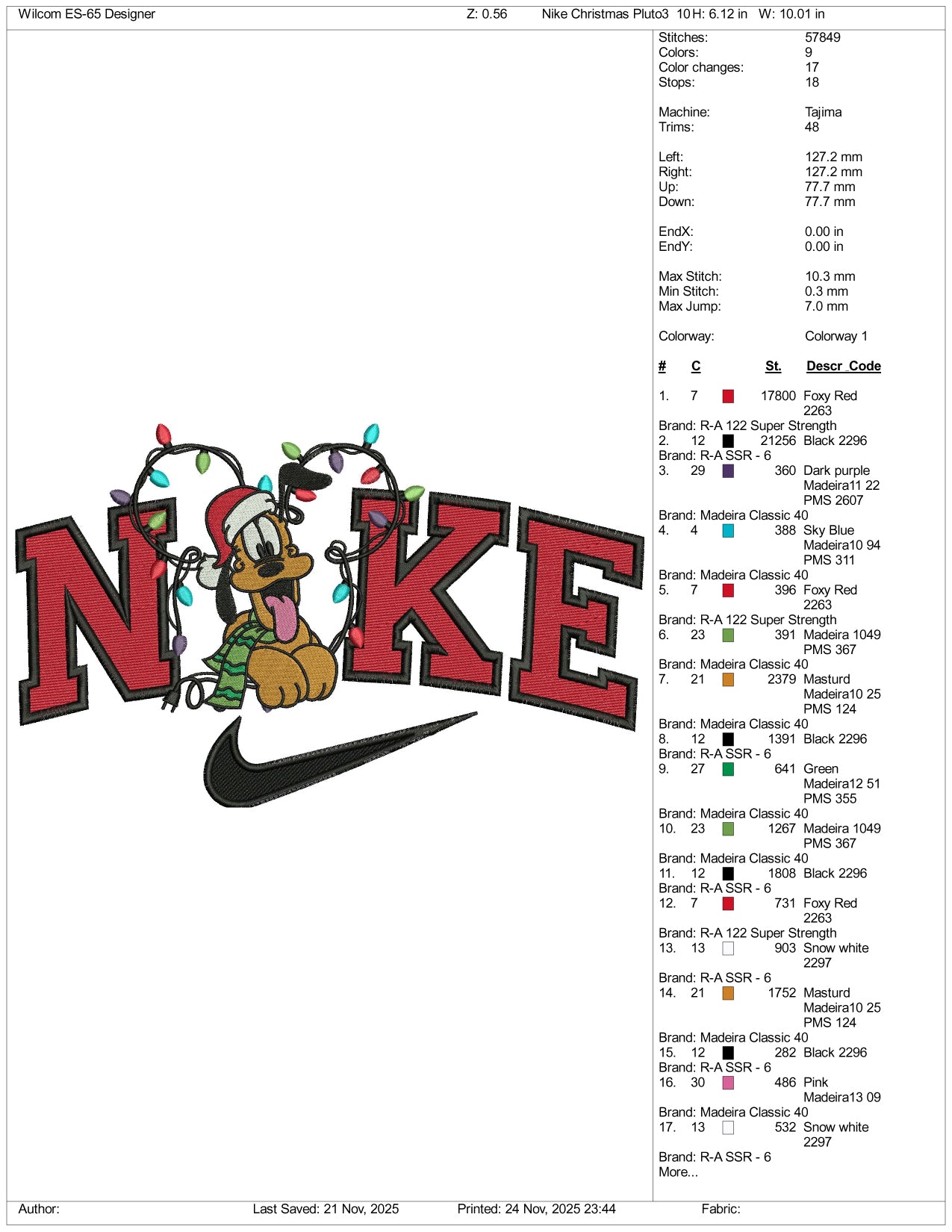 Nike Pluto v9 Embroidery Design Files - 3 Size's