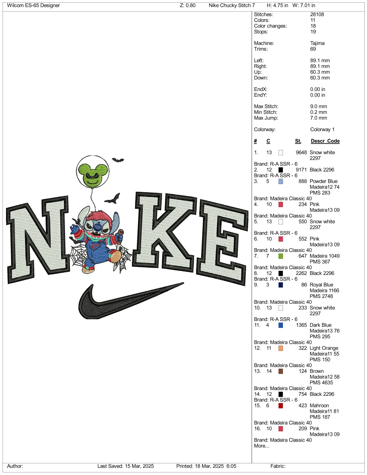 Nike Stitch Clown Embroidery Files - 3 Size's