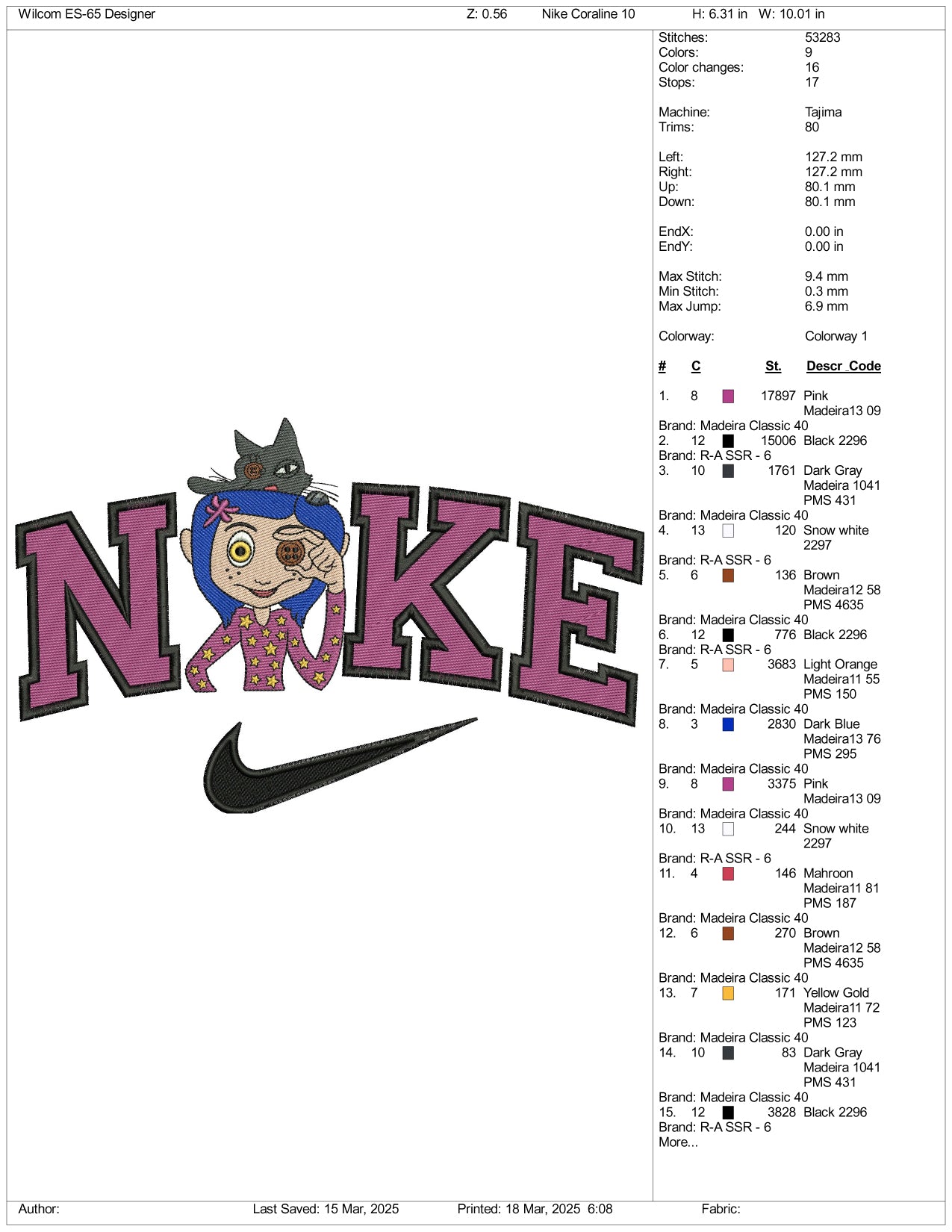 Nike Coraline Embroidery Files - 3 Size's