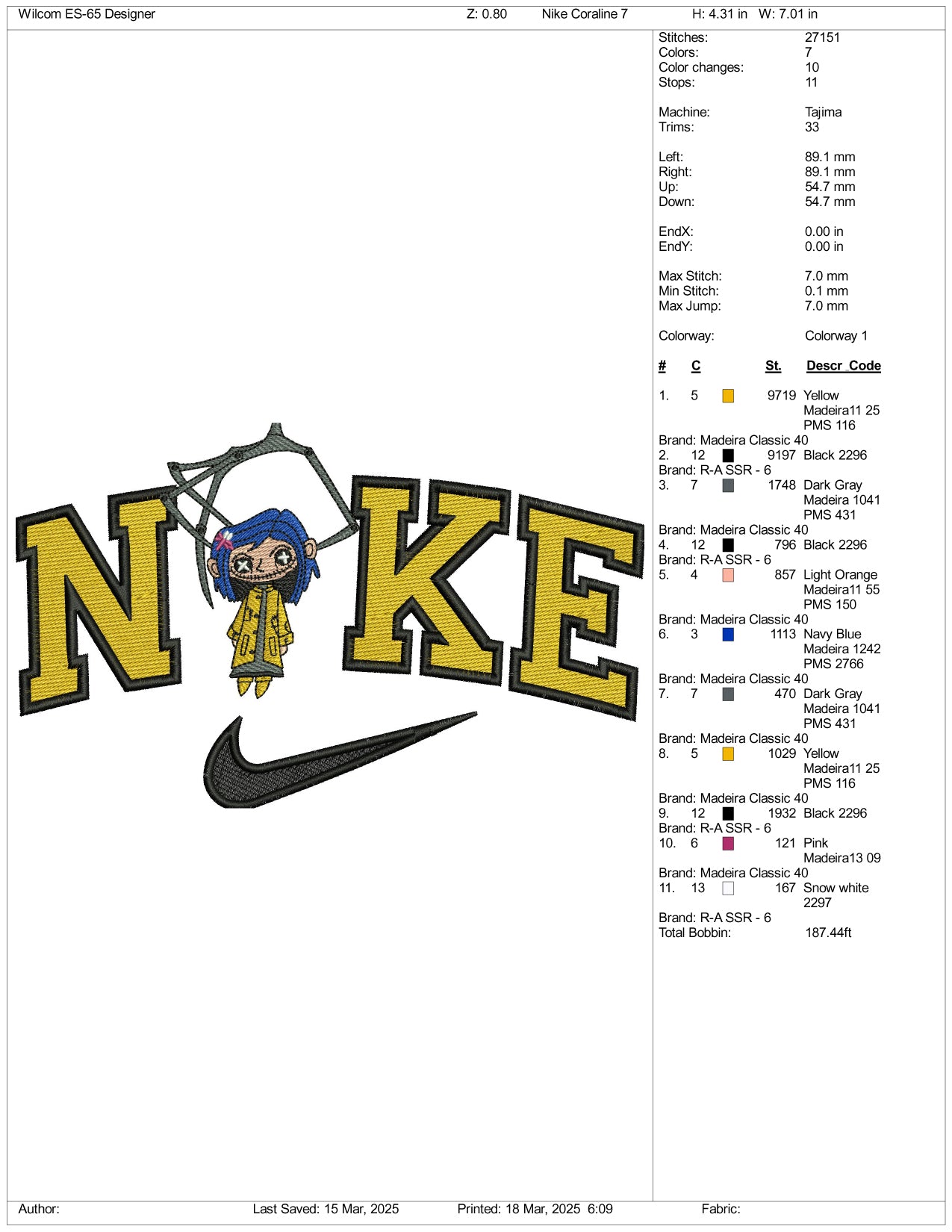 Nike Coraline v2 Embroidery Files - 3 Size's