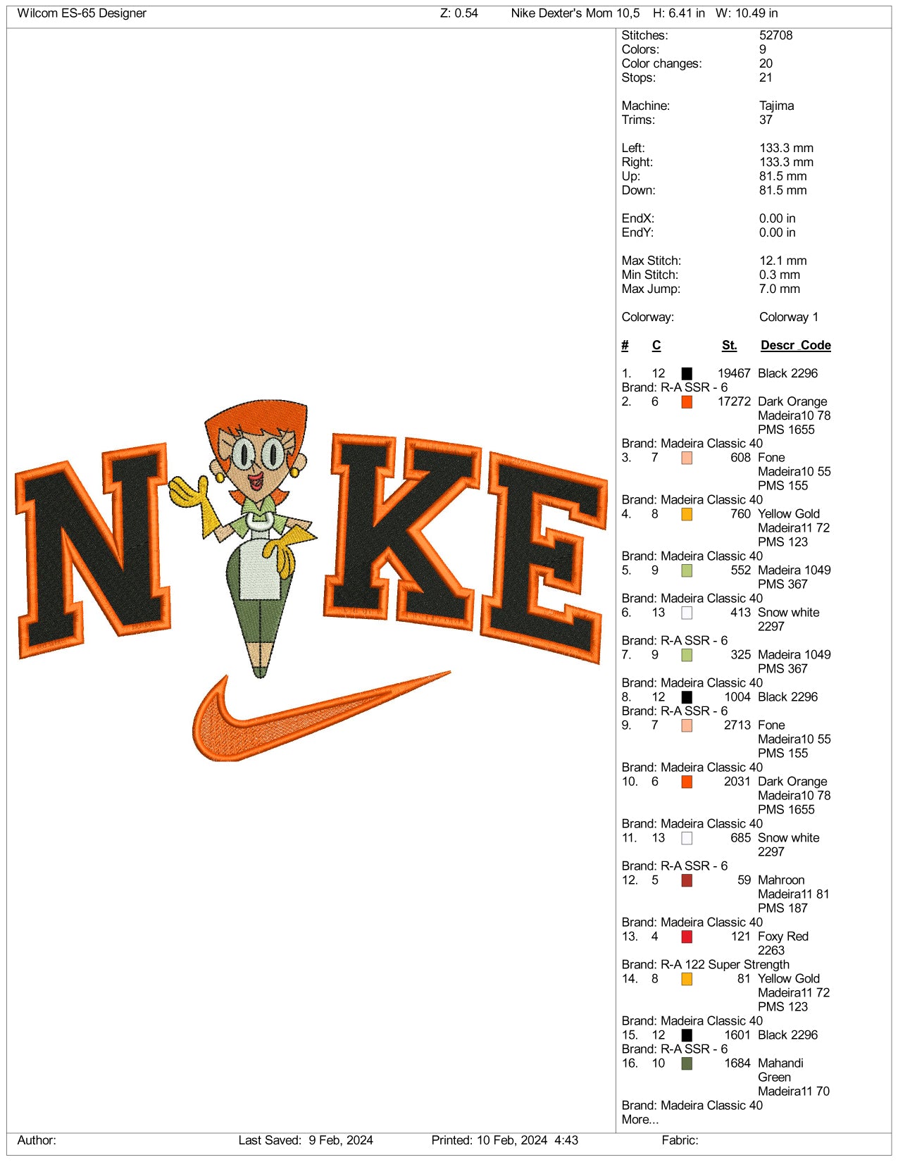 Archivos de diseño de bordado Nike Dexter's Mum (3 tamaños)