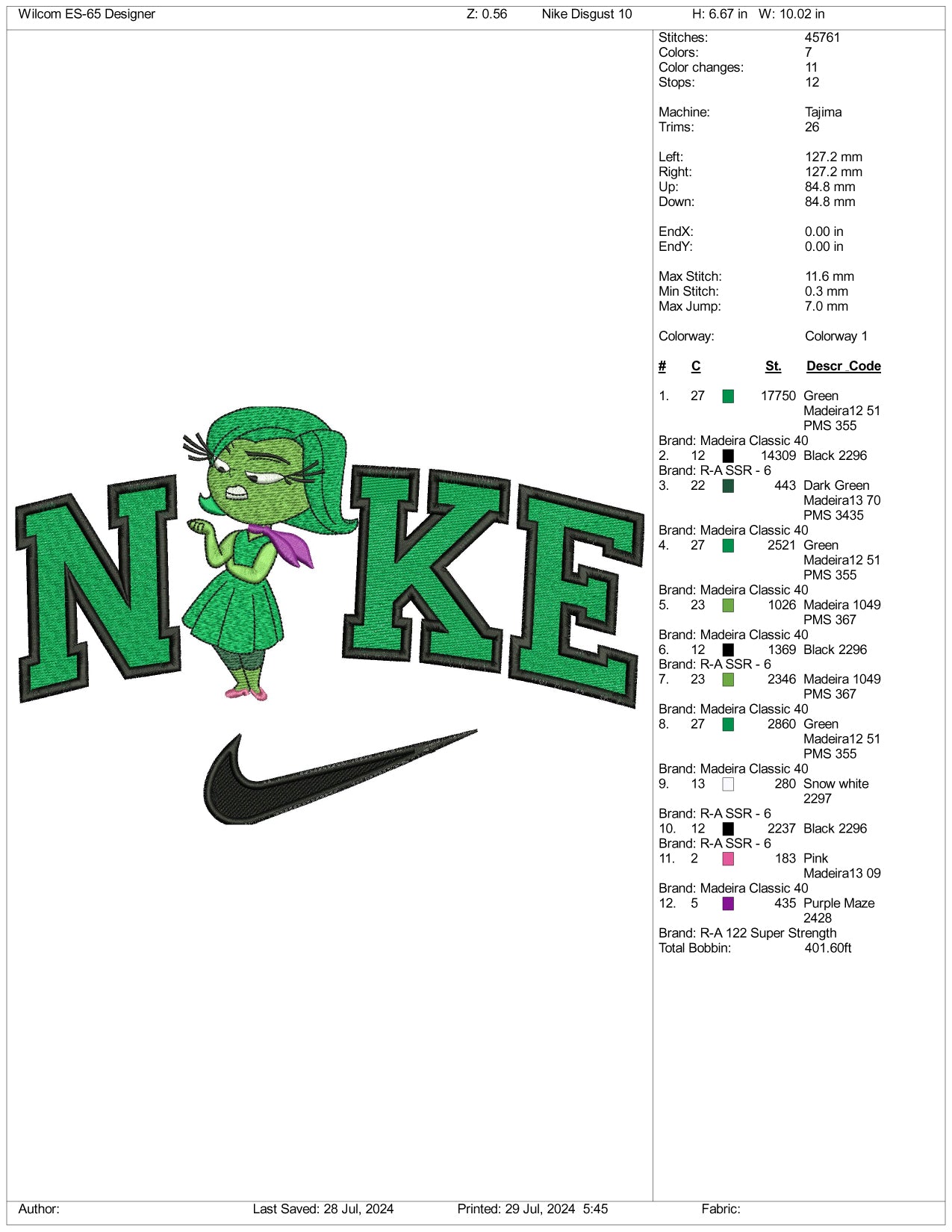 Nike Disgust Embroidery Design Files - 3 Size's