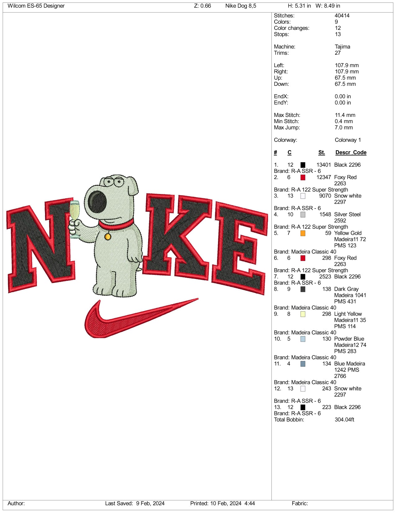 Archivos de diseño de bordado Nike Brian - 3 tamaños