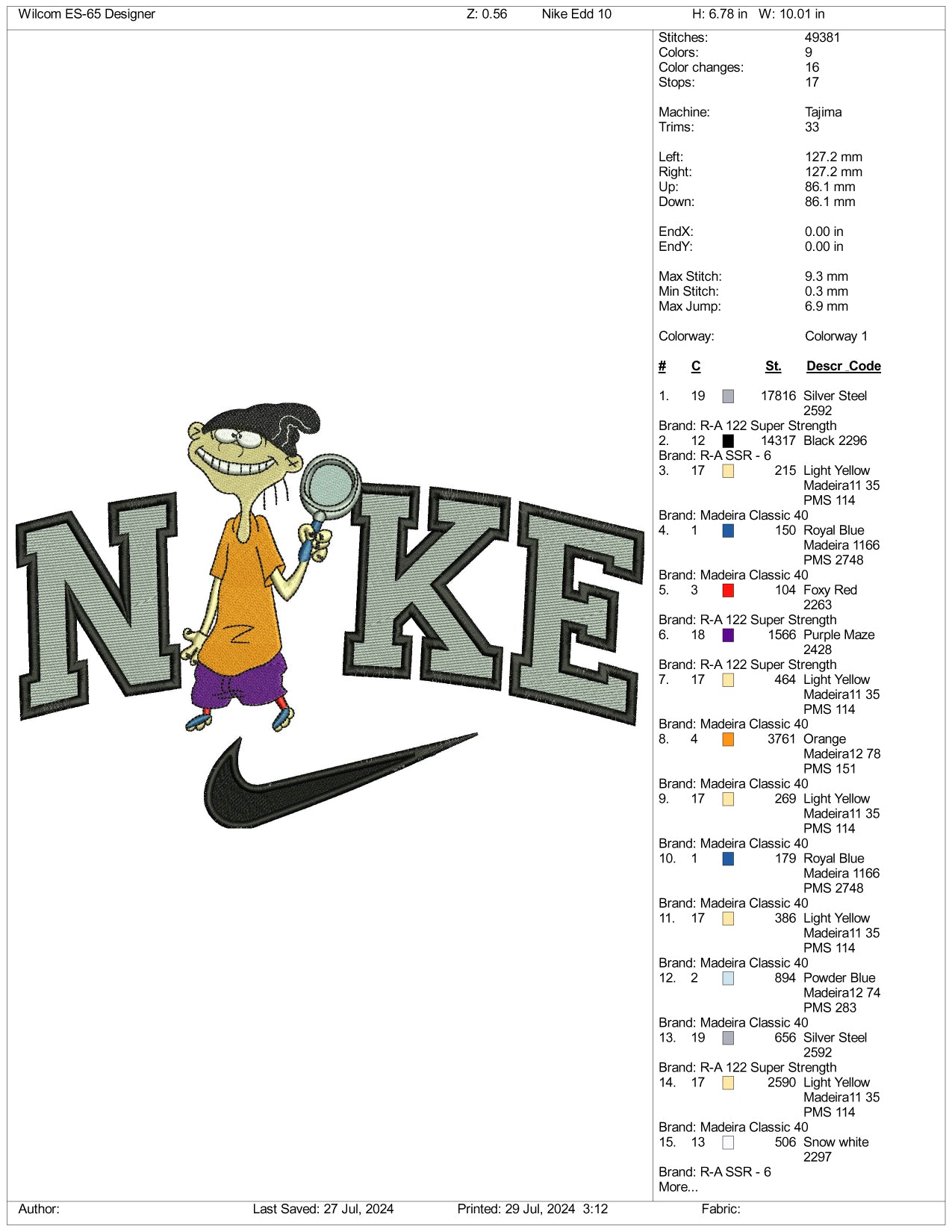 Archivos de diseño de bordado Nike Edd - 3 tamaños