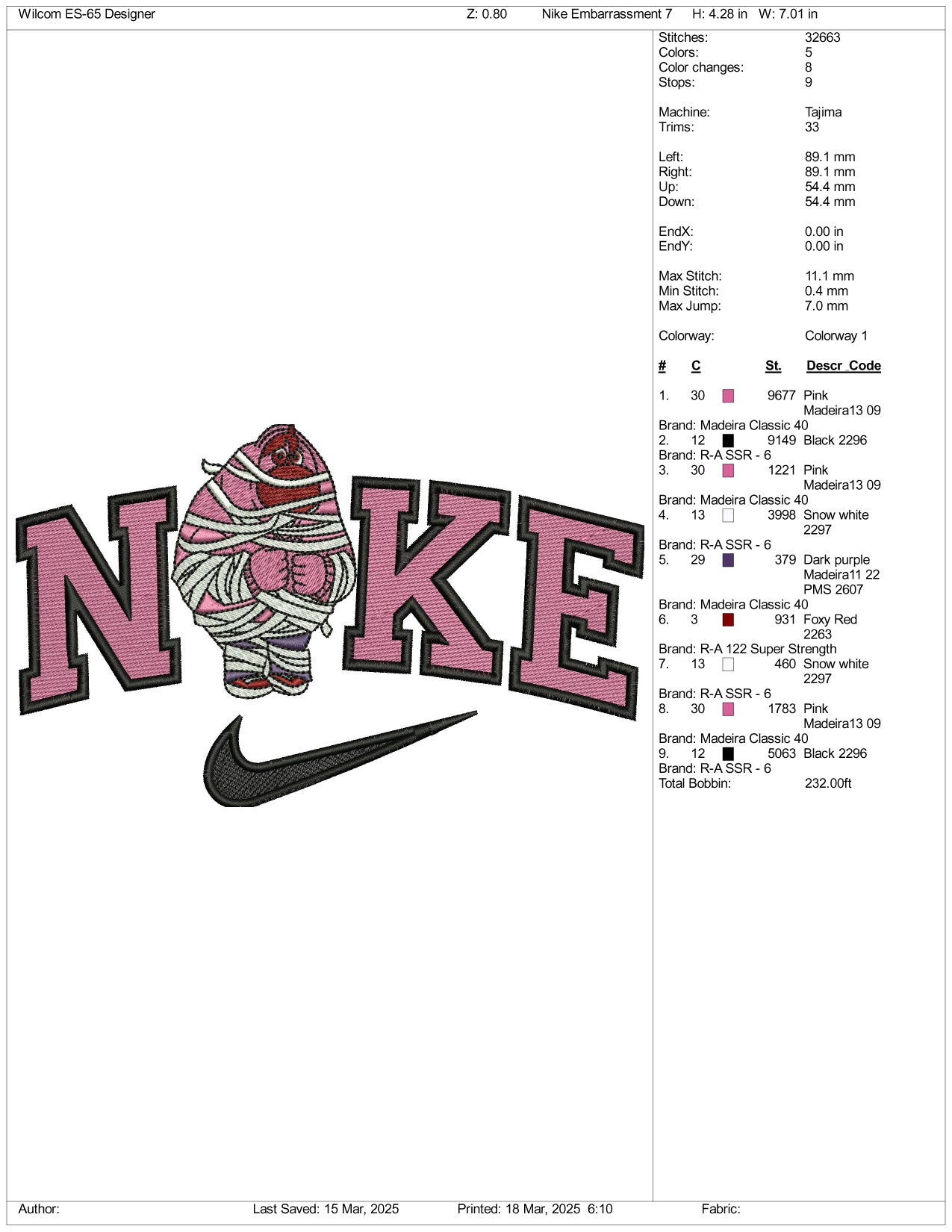 Nike Halloween Embarrassment Embroidery Files - 3 Size's
