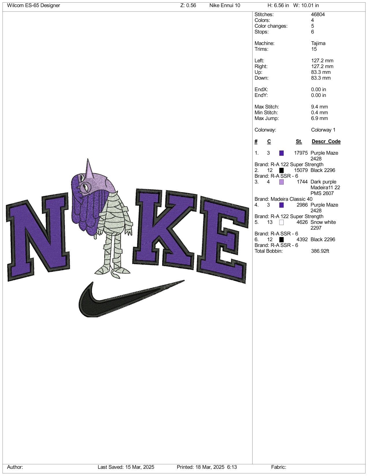 Archivos de bordado Nike Halloween Ennui - 3 tamaños