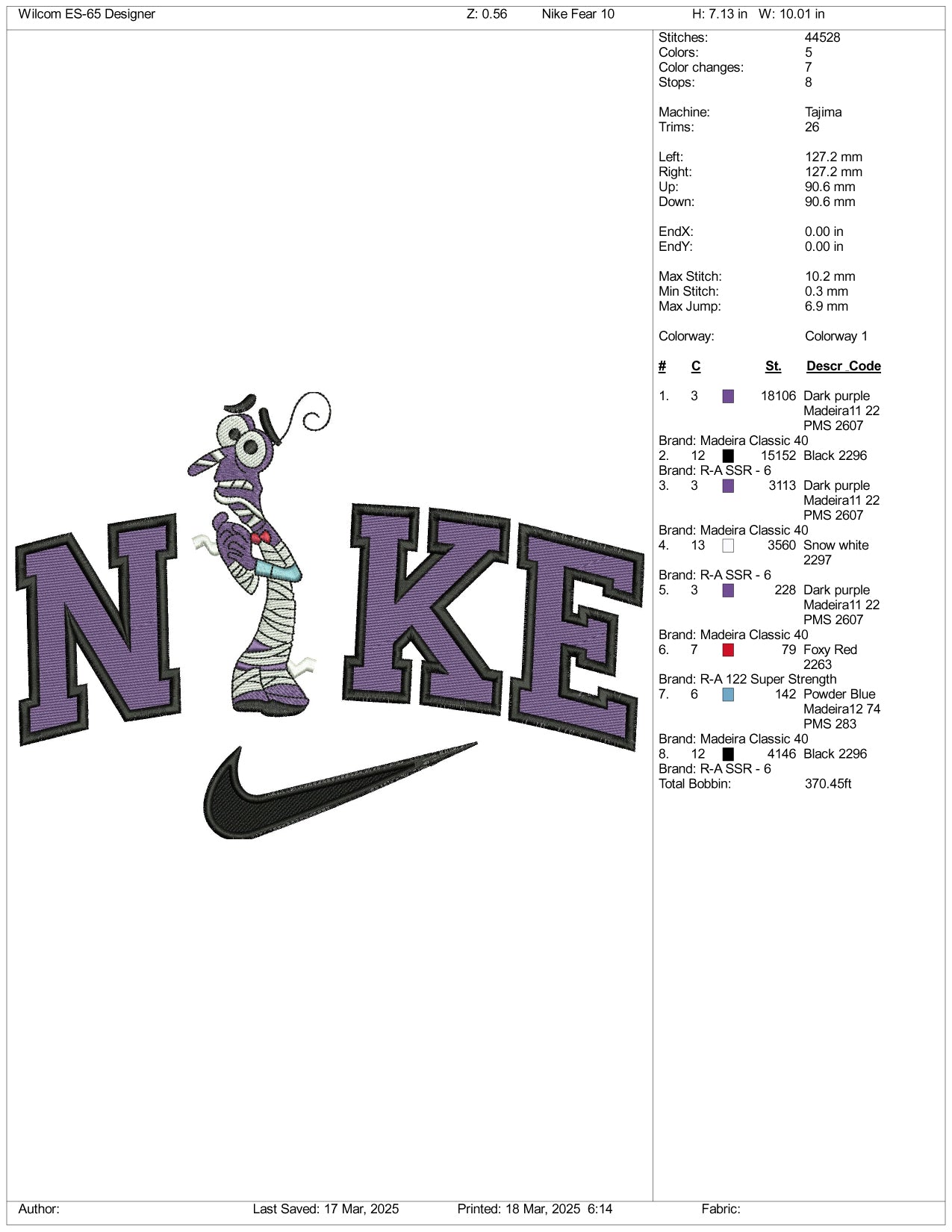 Nike Halloween Fear Embroidery Files - 3 Size's