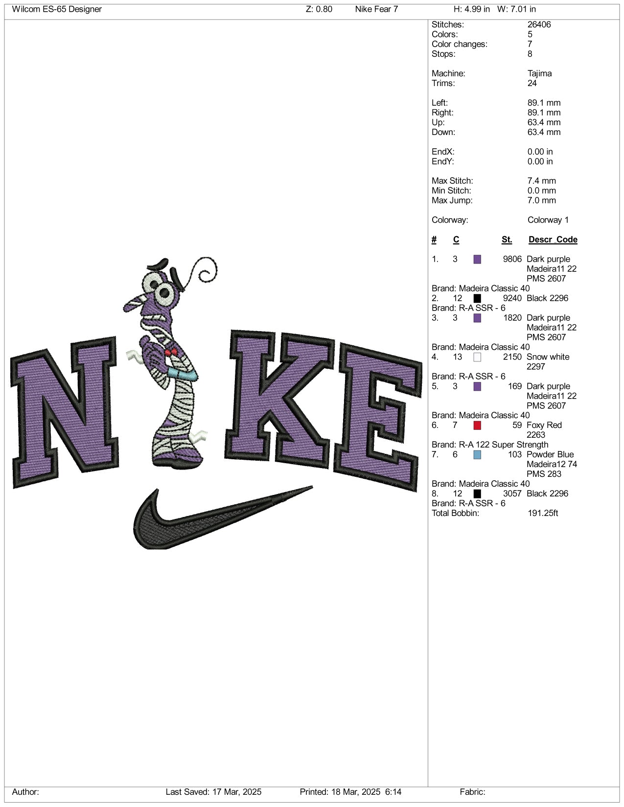 Nike Halloween Fear Embroidery Files - 3 Size's
