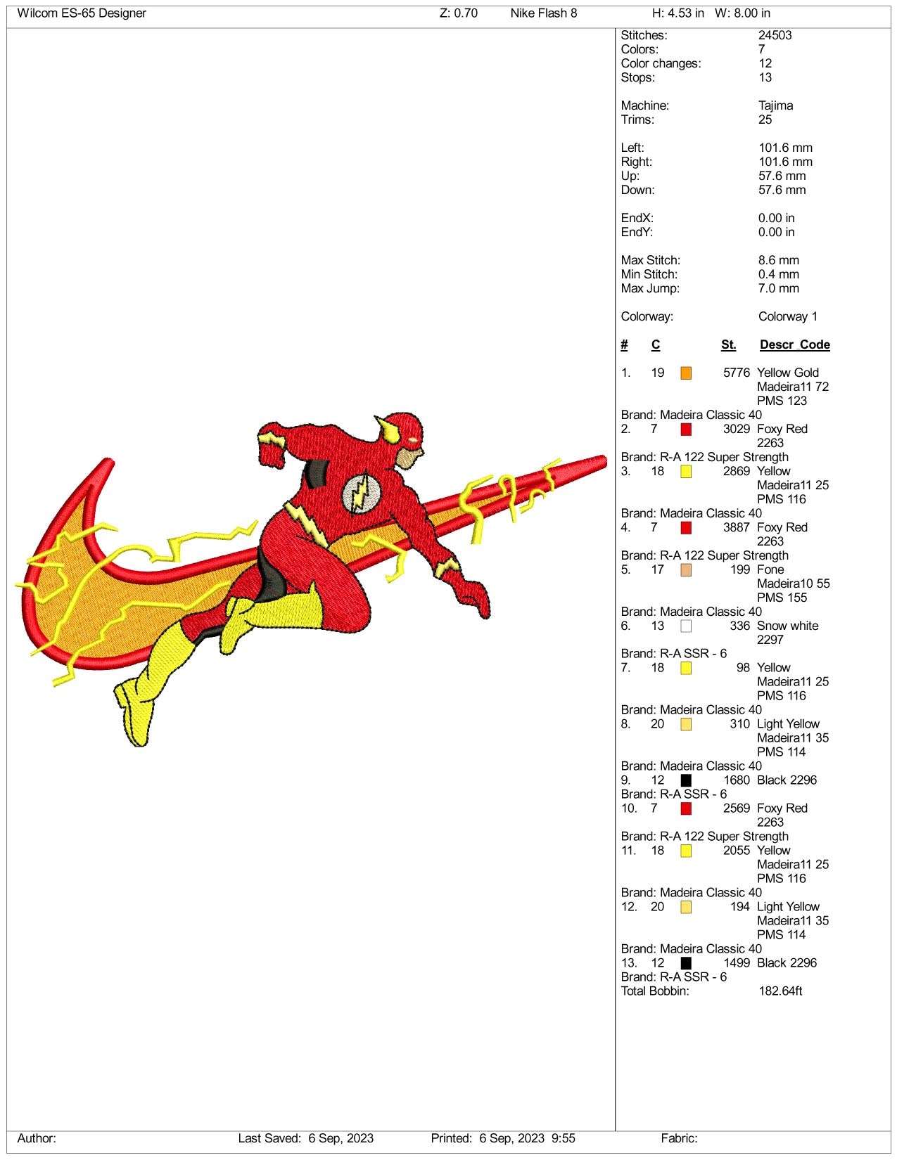 Nike Flash Embroidery Design Files - 3 Size's