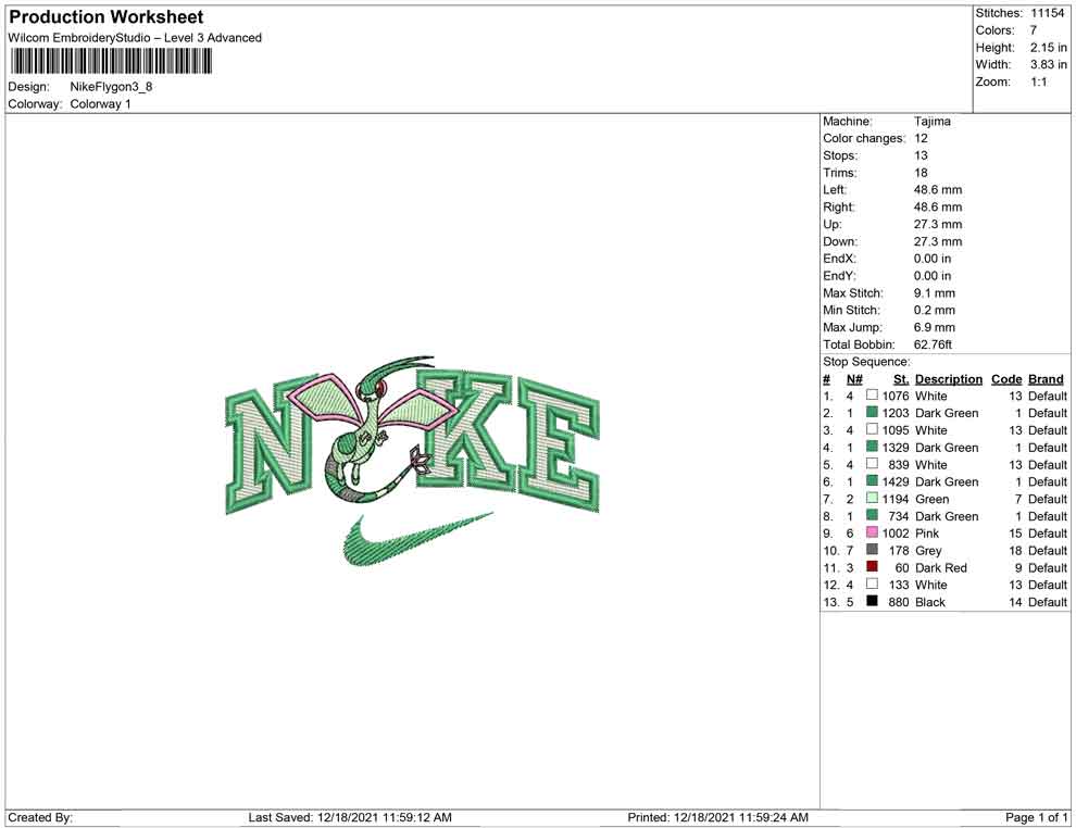 Nike Flygon Embroidery Design Files - 4 Sizes