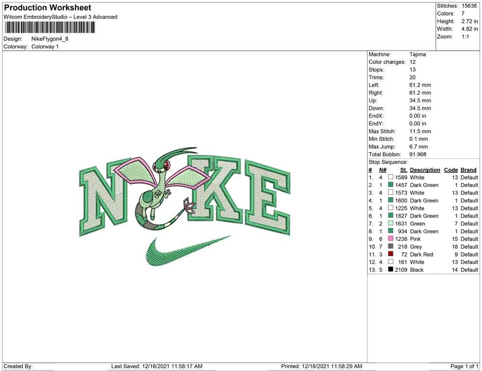 Nike Flygon Embroidery Design Files - 4 Sizes