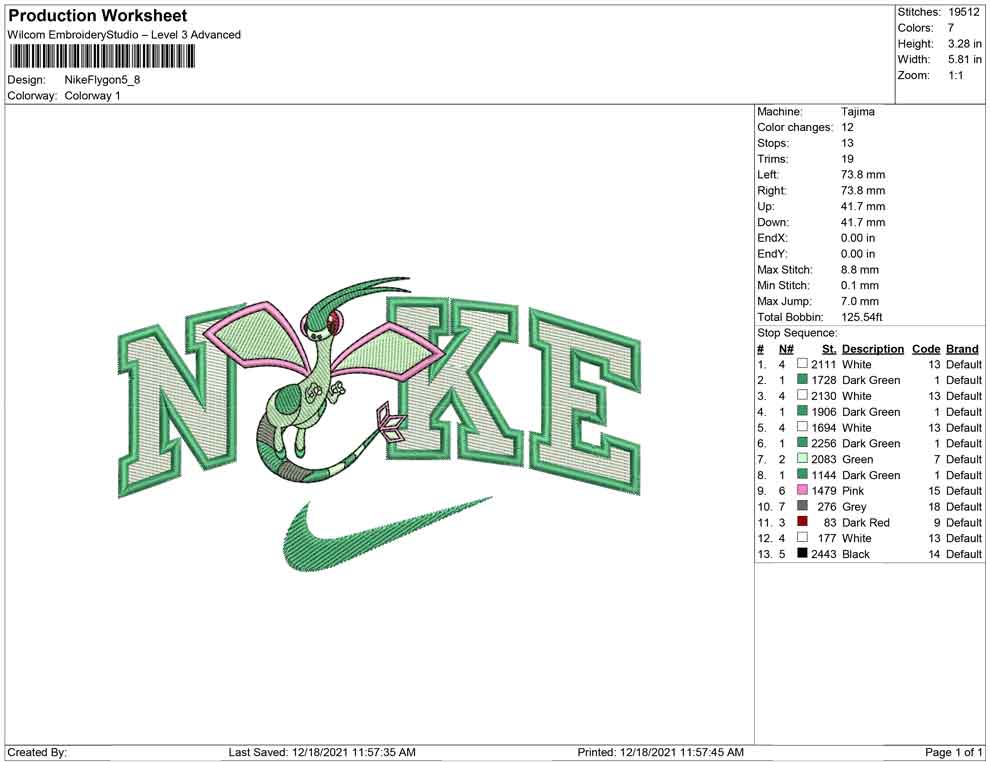 Nike Flygon Embroidery Design Files - 4 Sizes