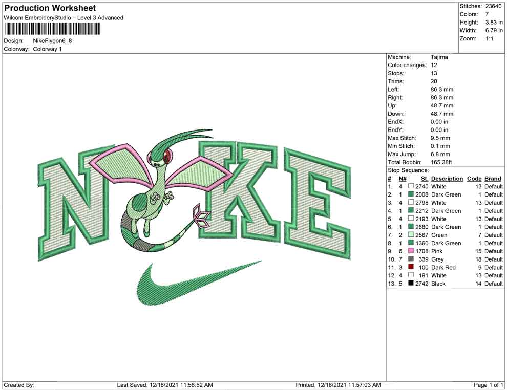 Nike Flygon Embroidery Design Files - 4 Sizes