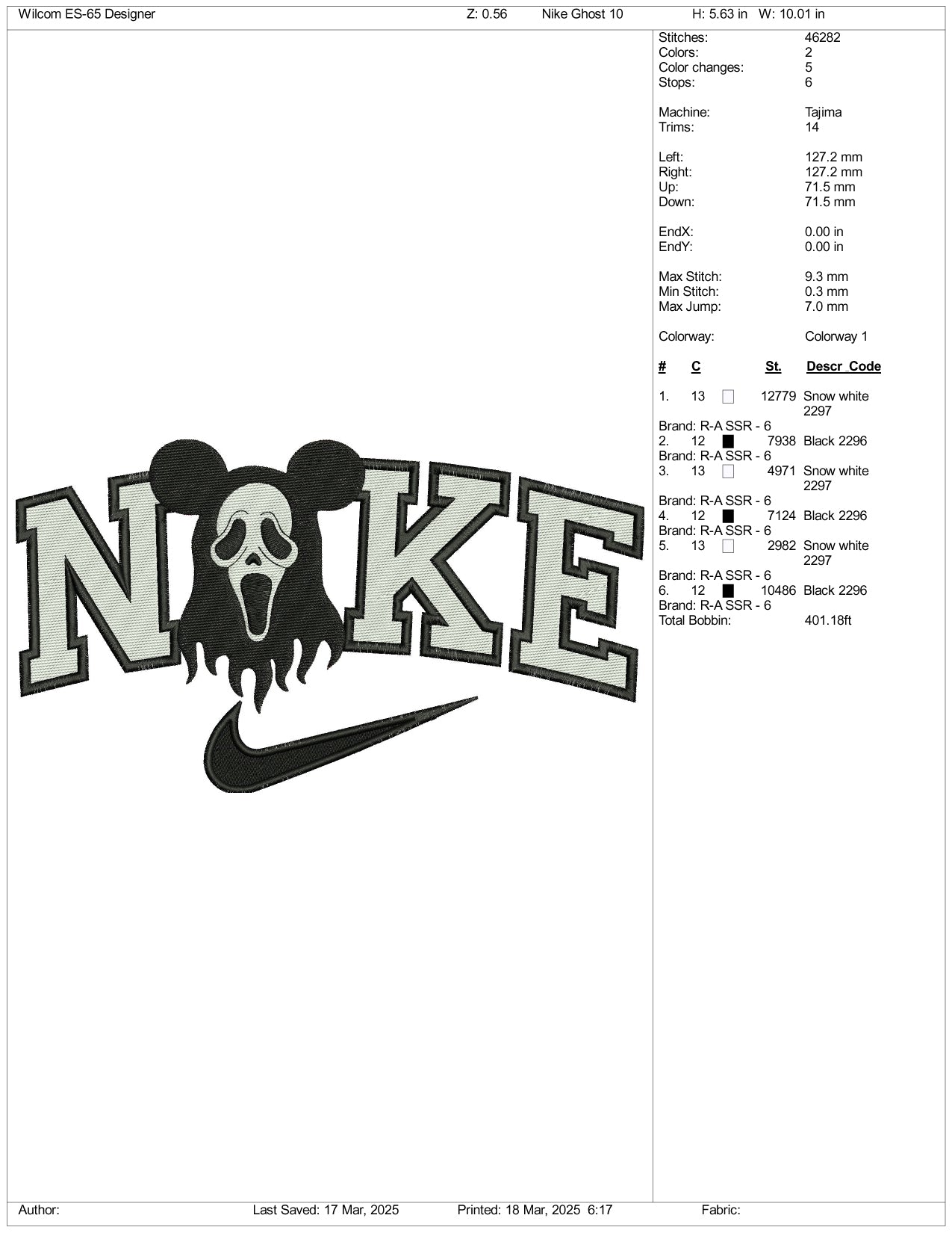 Archivos de bordado Nike Mickey Mouse Ghost (3 tamaños)