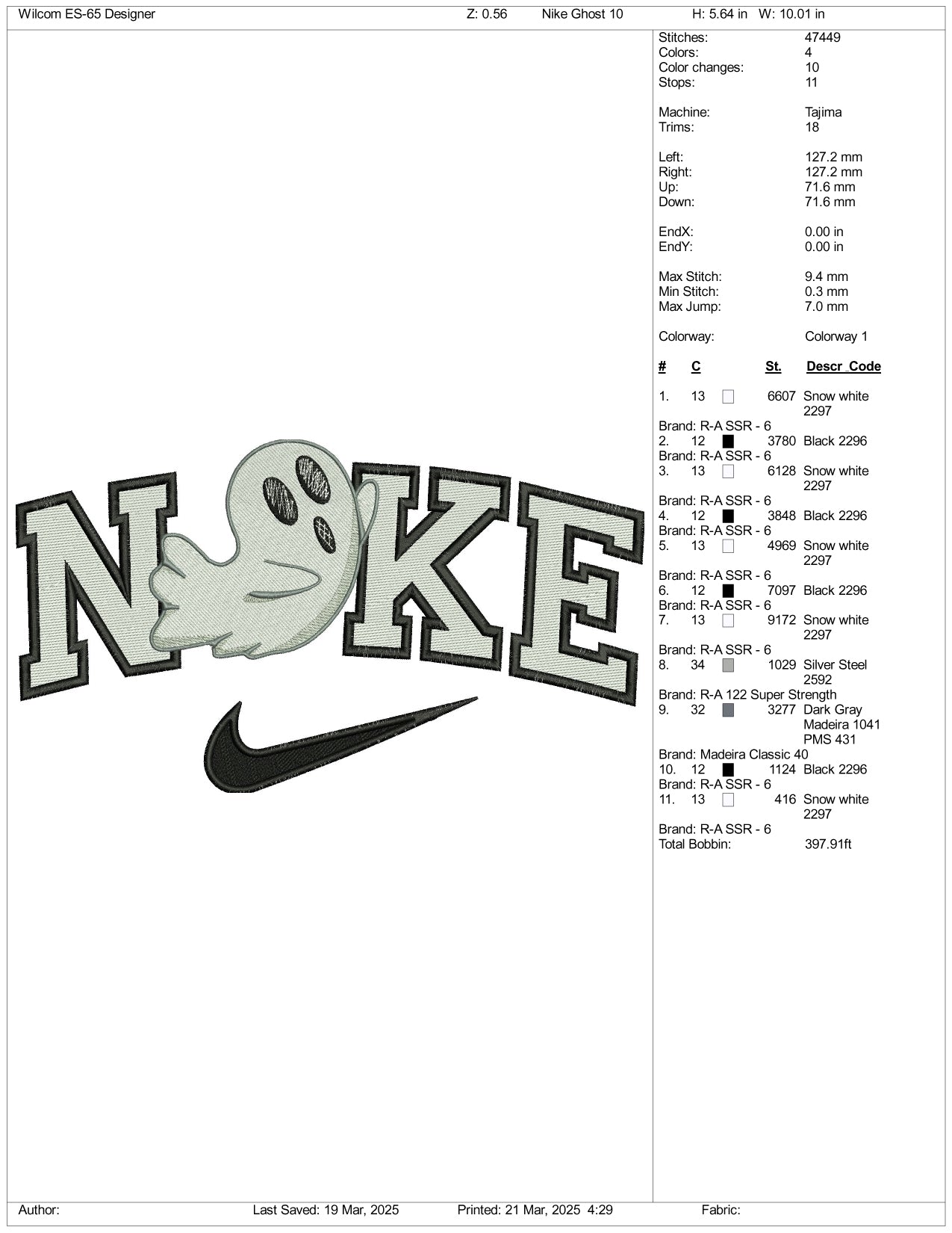 Nike Ghost Embroidery Design Files - 3 Size's