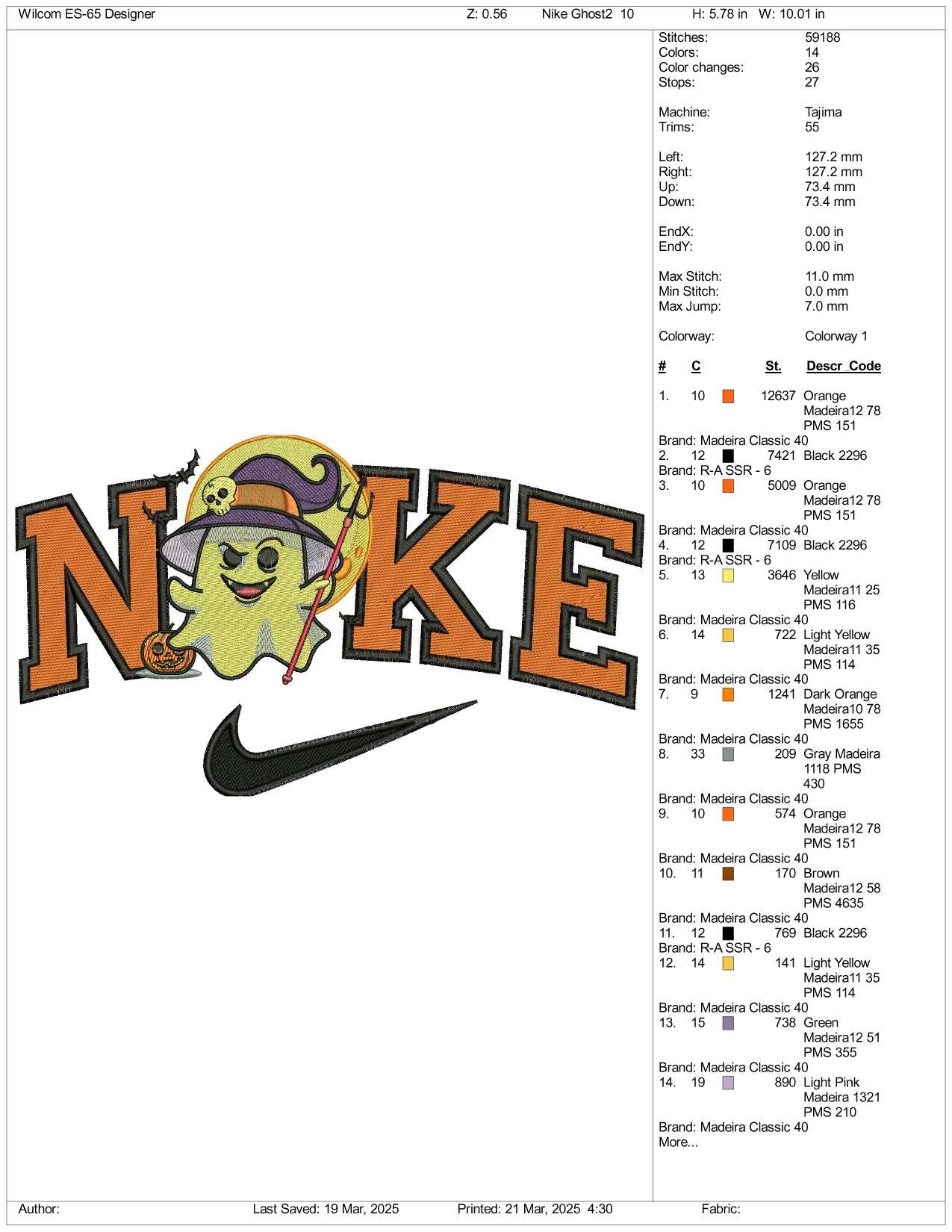 Nike Witch Ghost Embroidery Files - 3 Size's