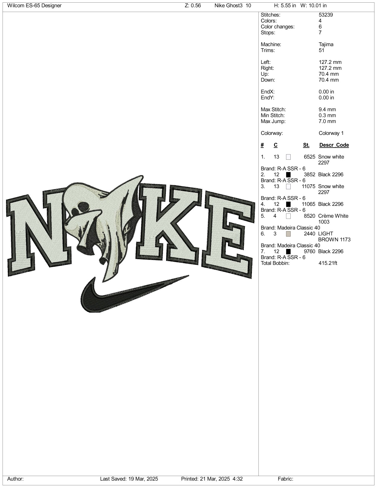 Nike Ghost Dab Embroidery Files - 3 Size's