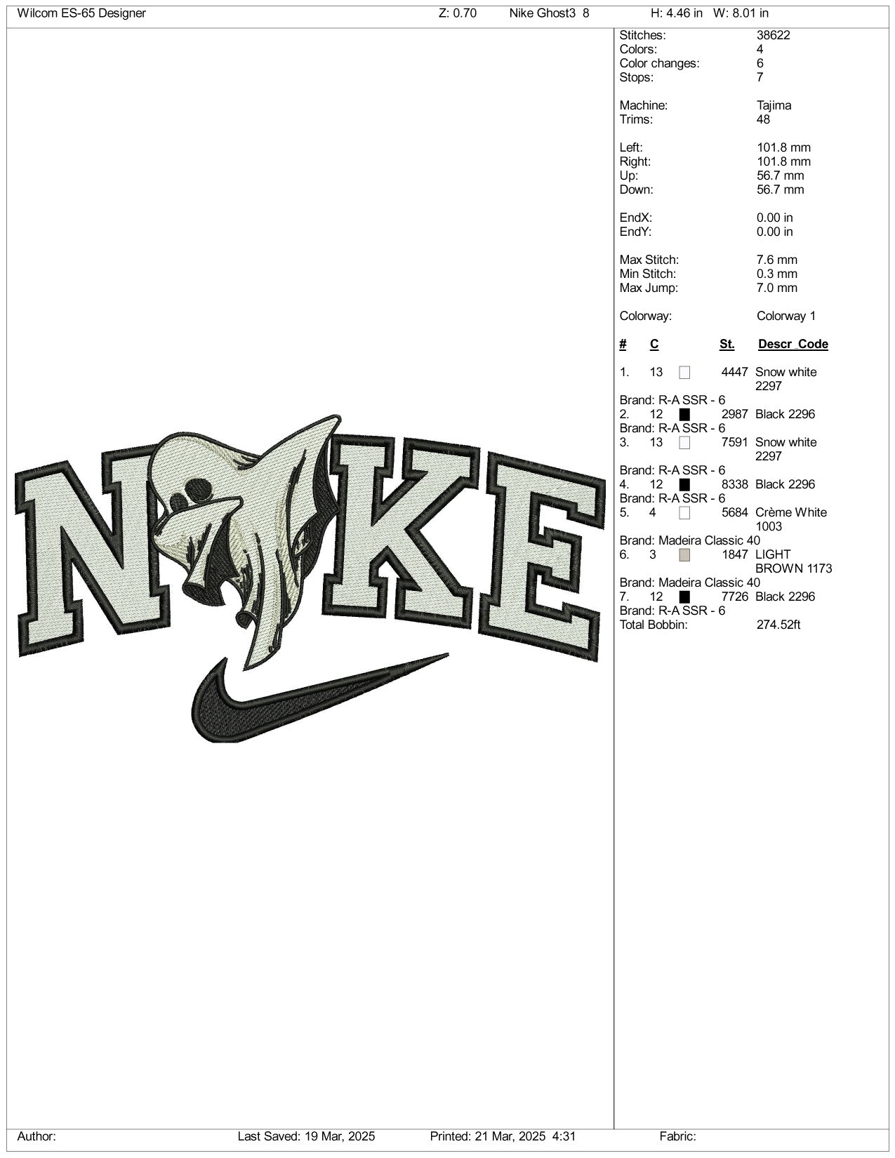 Nike Ghost Dab Embroidery Files - 3 Size's