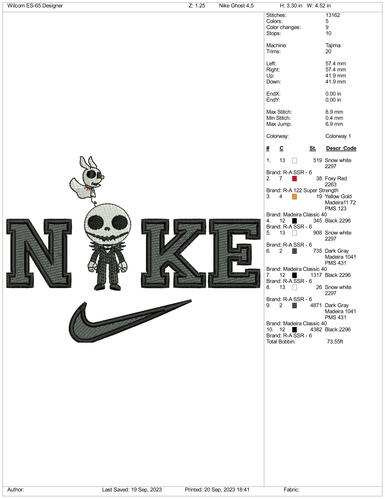 Nike Jack v3 Embroidery Design Files - 3 Size's