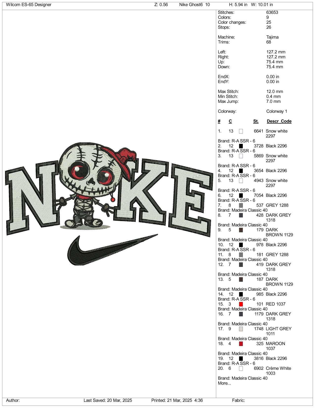 Nike Baby Zombie Embroidery Files - 3 Size's