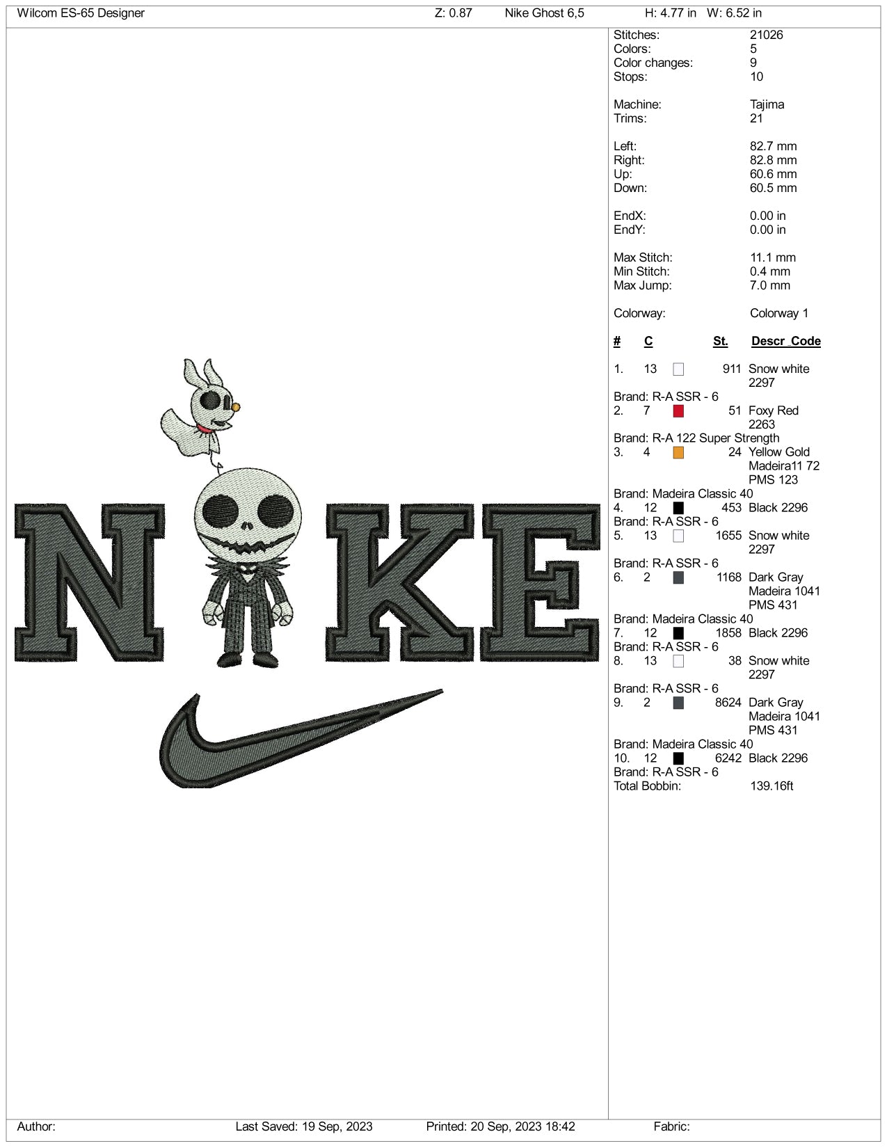 Nike Jack v3 Embroidery Design Files - 3 Size's