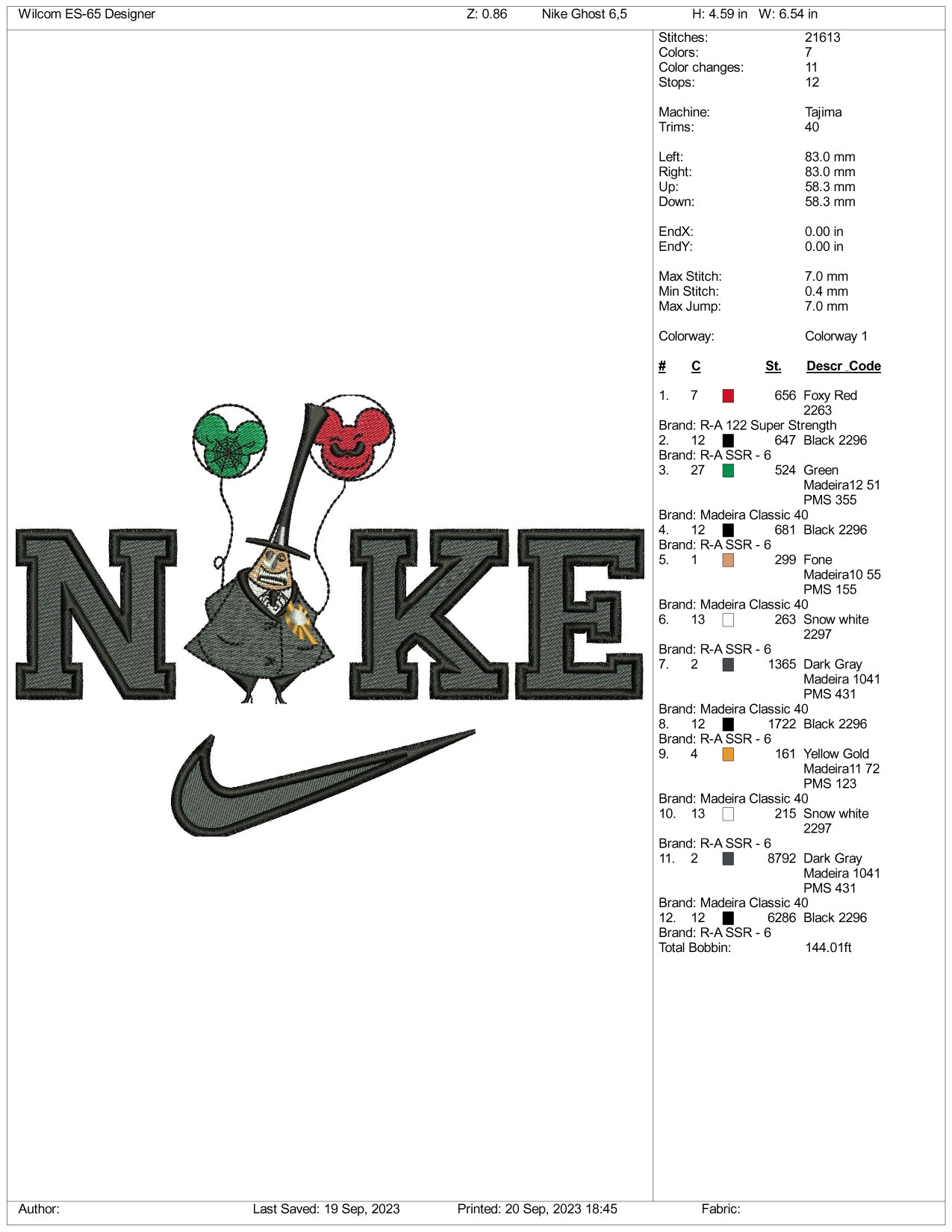 Mayor of Halloween Embroidery Design Files - 3 Size's